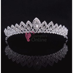 Coroana eleganta pentru mireasa CR020AA Argintie cu cristale din sticla